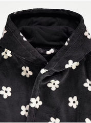 Floral Black Fleece Dressing Gown George