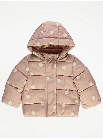 Pink Polka Dot Fleece Lined Padded Coat George Uk