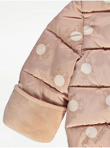 Pink Polka Dot Fleece Lined Padded Coat George Uk
