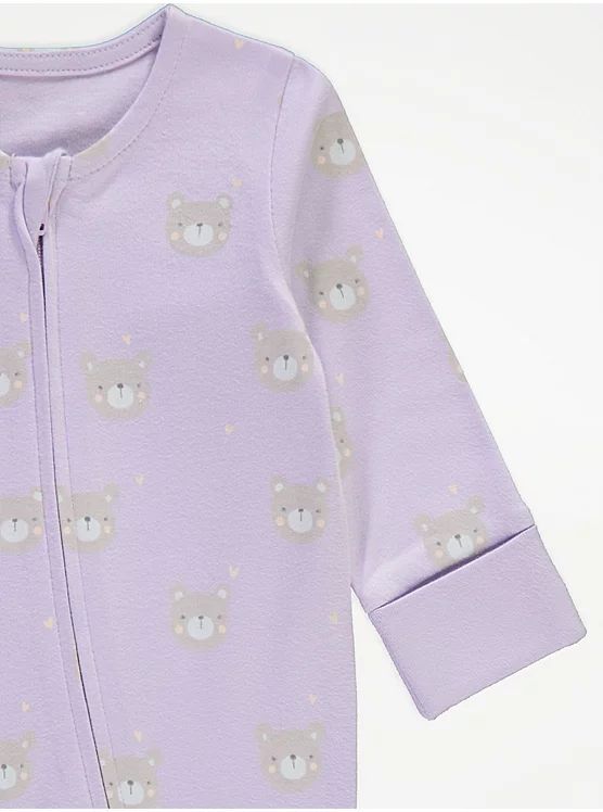 Bears Pattern Long Sleeve Zip Fasten Sleepsuits 3 Pack