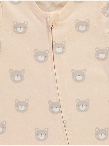 Bears Pattern Long Sleeve Zip Fasten Sleepsuits 3 Pack