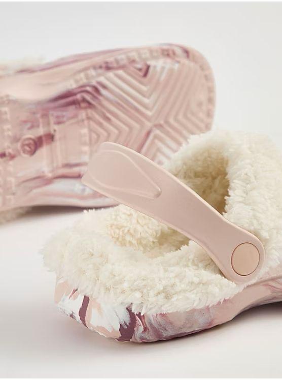Marble Print Faux Fur Clog George Uk