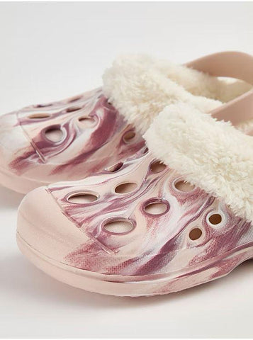 Marble Print Faux Fur Clog George Uk