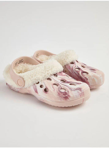 Marble Print Faux Fur Clog George Uk