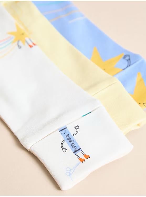 Little Angels Pastel Zip Fasten Sleepsuits 3 Pack