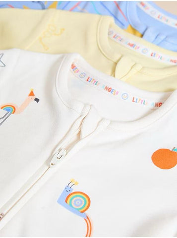 Little Angels Pastel Zip Fasten Sleepsuits 3 Pack