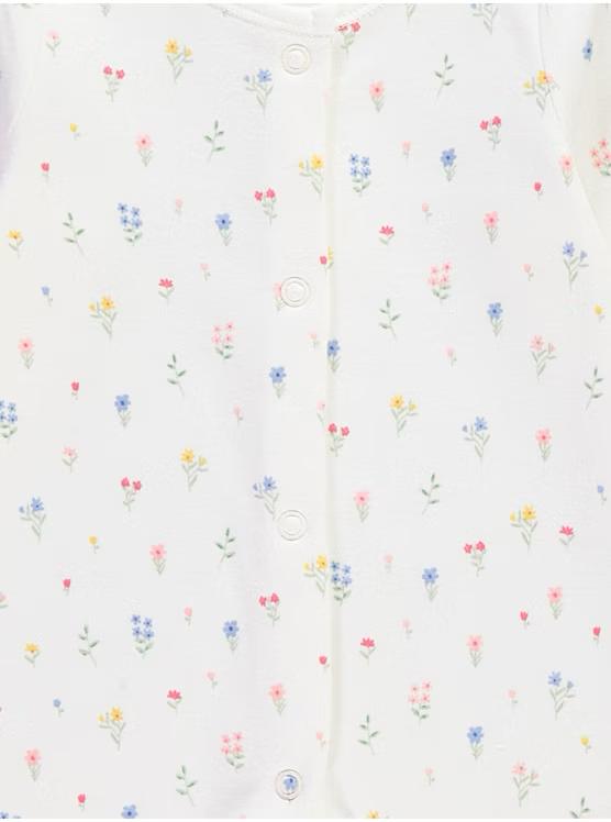 Blue Gingham Floral Long Sleeve Sleepsuits 3 Pack George UK