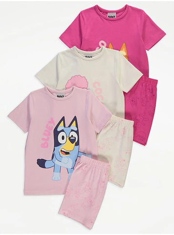 Bluey Character Pink Short Pyjamas 3 Pack - George UK