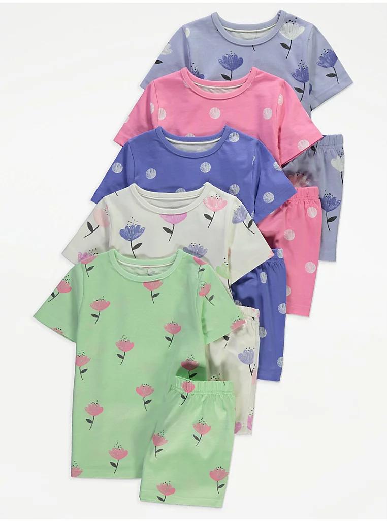 Floral Spot Pyjamas with Shorts 5 Pack Set George UK