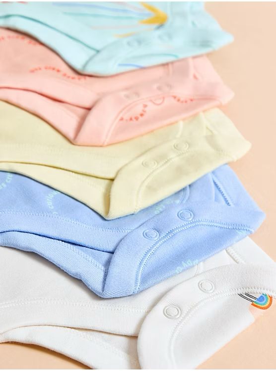 Little Angels Pastel Fun Sunshine Bodysuits 5 Pack
