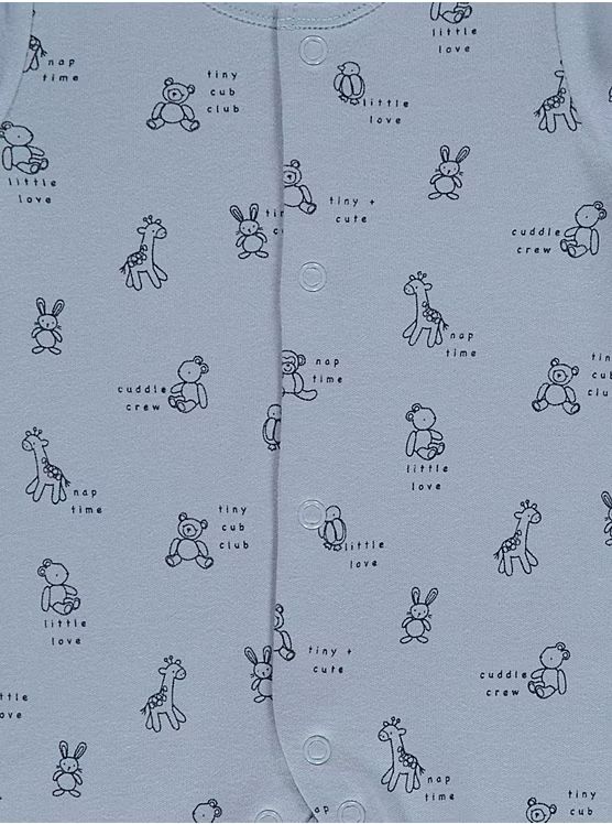 Blue Animal Tiny & Cute Club Sleepsuits 3 Pack - George UK