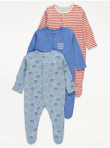 Animal Cool Cute Kind Sleepsuits 3 Pack George Uk