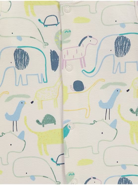 Safari Animal Sketch Sleepsuits 3 Pack - George Uk