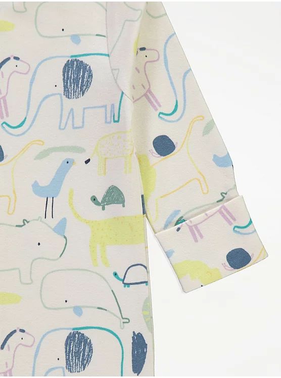 Safari Animal Sketch Sleepsuits 3 Pack - George Uk