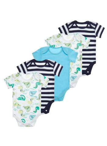 TU Dino Print Bodysuits Pack of 5