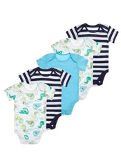 TU Dino Print Bodysuits 5 Pack Set , 9-12 Months
