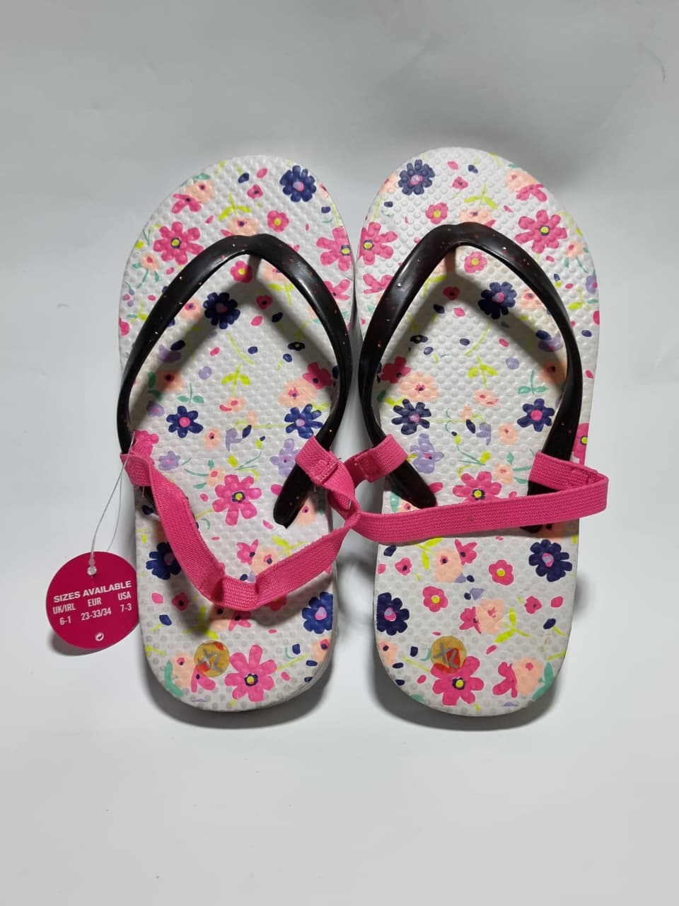 Primark Floral Print Flip Flops -XL - 8 Inches Sole