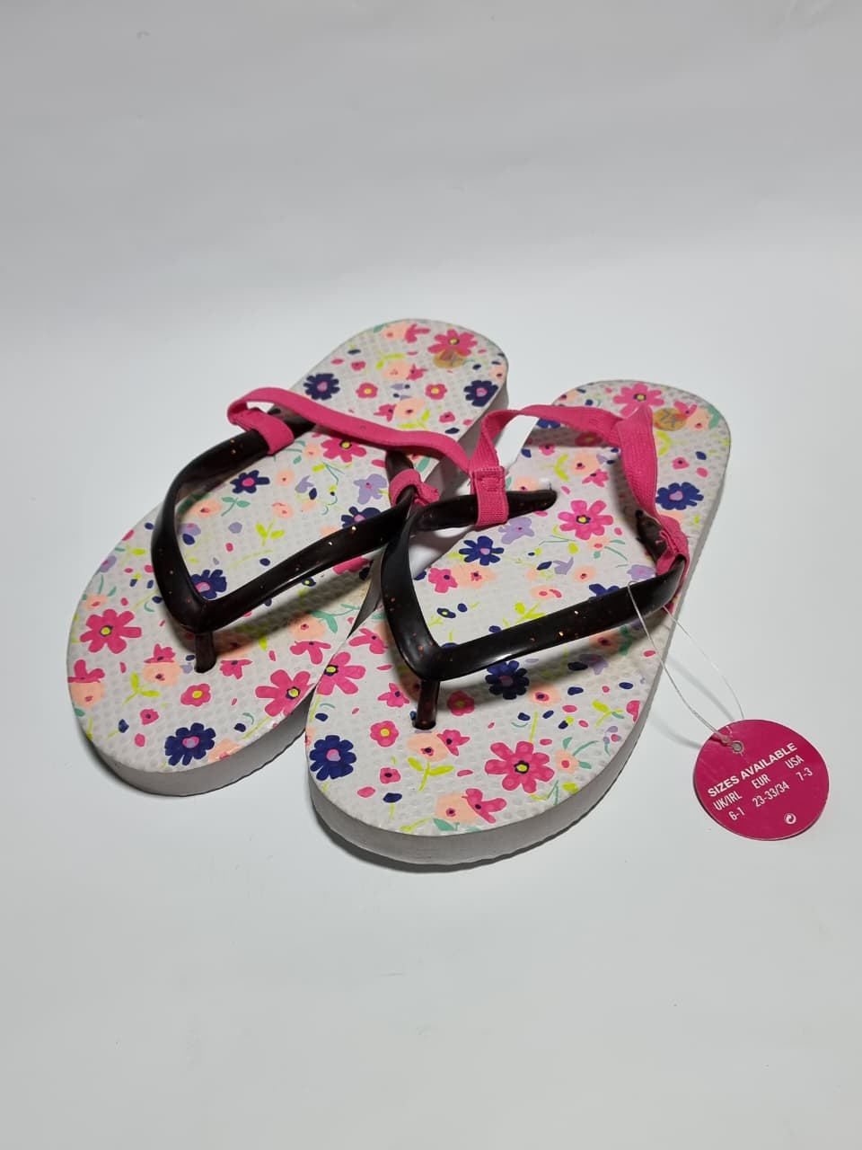 Primark Floral Print Flip Flops -XL - 8 Inches Sole