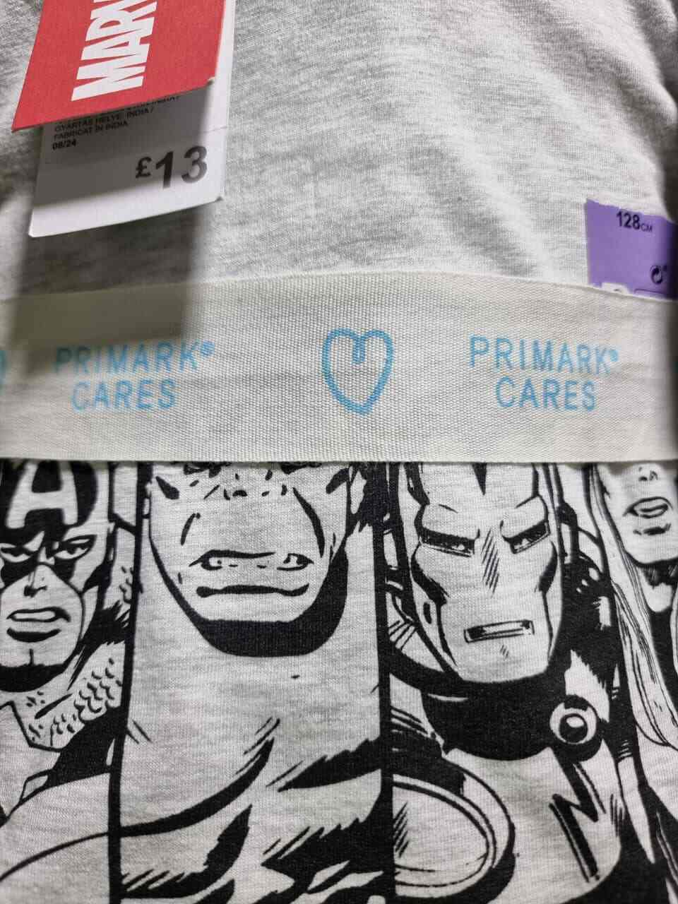 Primark 2pk Marvel Print Pajamas 7-8 Years