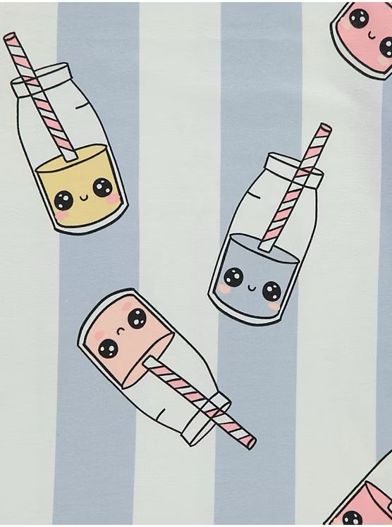 George UK Striped Strawberry Milk Short Sleeve Pyjamas 3 Pack