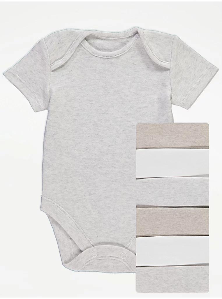 Neutral Short Sleeve Bodysuits 7 Pack George UK