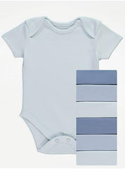 Blue Bodysuits George UK , 7 Pack, 12-18 Months