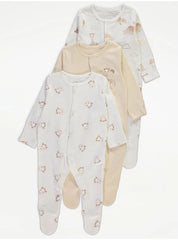 3 Pack Animal Print Rompers George UK