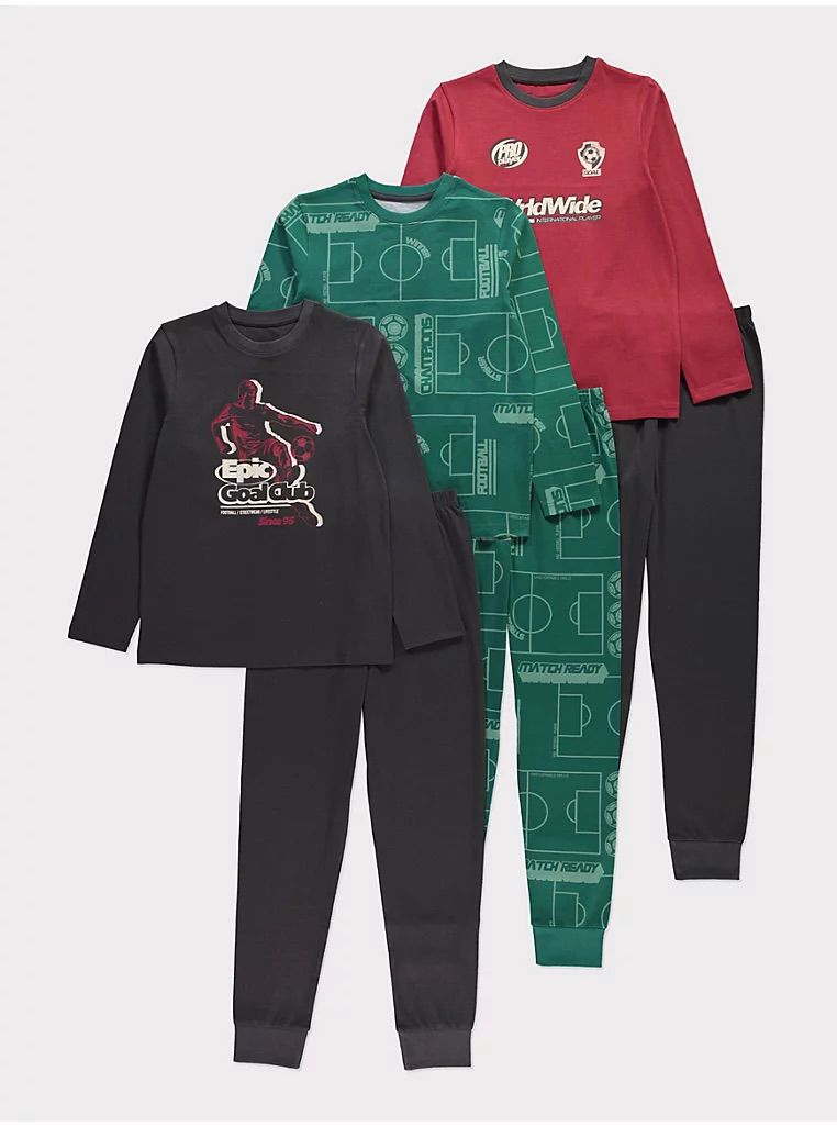 Goal Club Pyjamas 3 Pack- George UK , 6-7 Years