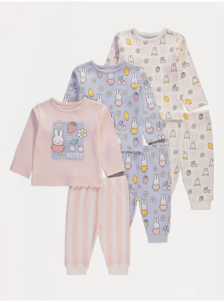 Miffy Pink Graphic Long Sleeve Pyjamas 3 Pack George UK