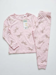 Girls' Pink Glitter Horse Print Pyjama Set