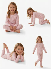 Girls' Pink Glitter Horse Print Pyjama Set