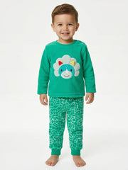 Boys Green Dinosaur Fleece Pyjama Set