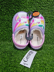 George at ASDA Kids Unicorn Rainbow Fleece Lined Clogs