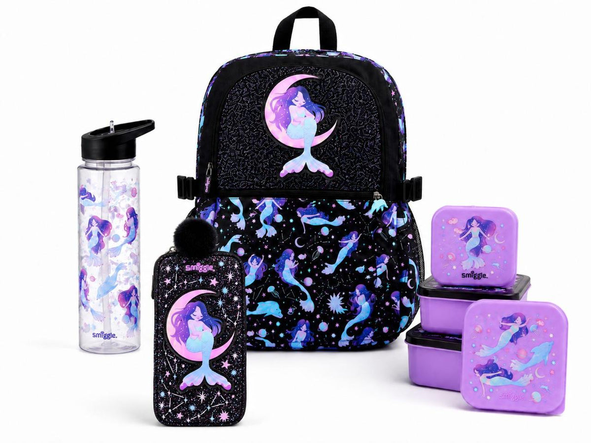 Smiggle Girls Celestial Mermaid 4-Piece School Backpack Set