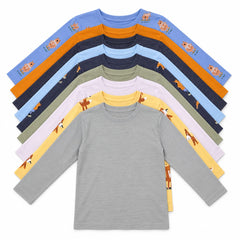 George Boys 10 Pack Long Sleeve Animal Printed T-Shirts