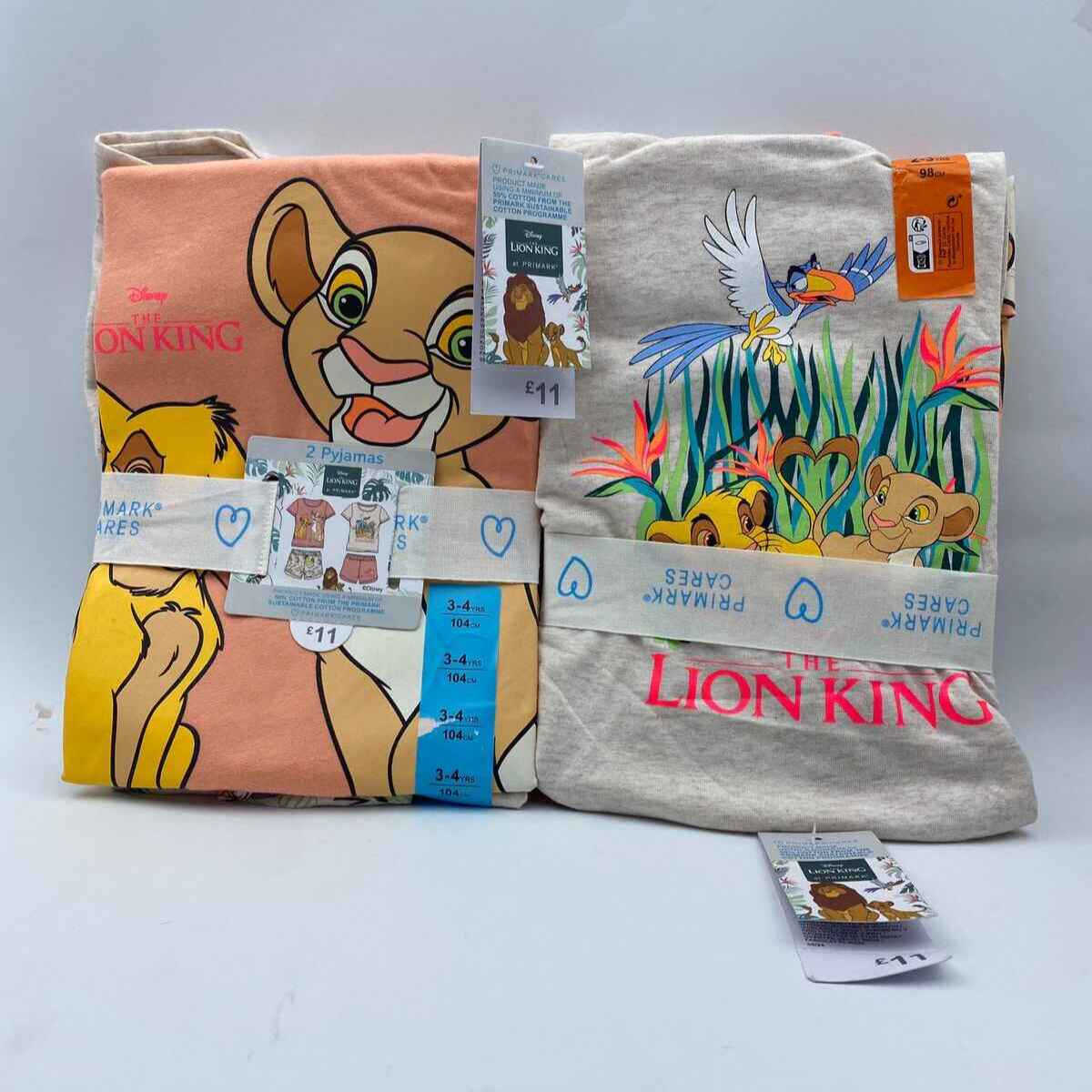 Lion King Printed Pyjamas 4PCS Set Primark 3-4 Years