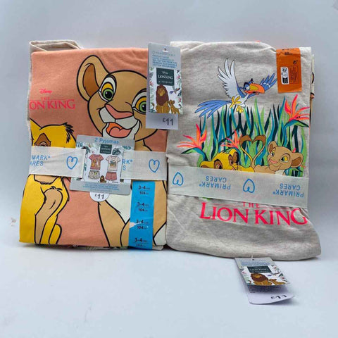 Lion King Printed Pyjamas 4PCS Set Primark 3-4 Years