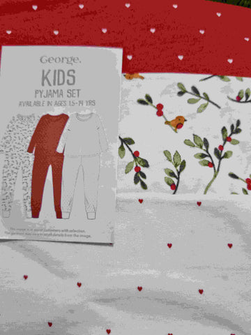 Floral Hearts Print George Set of 3 Pyjamas Set