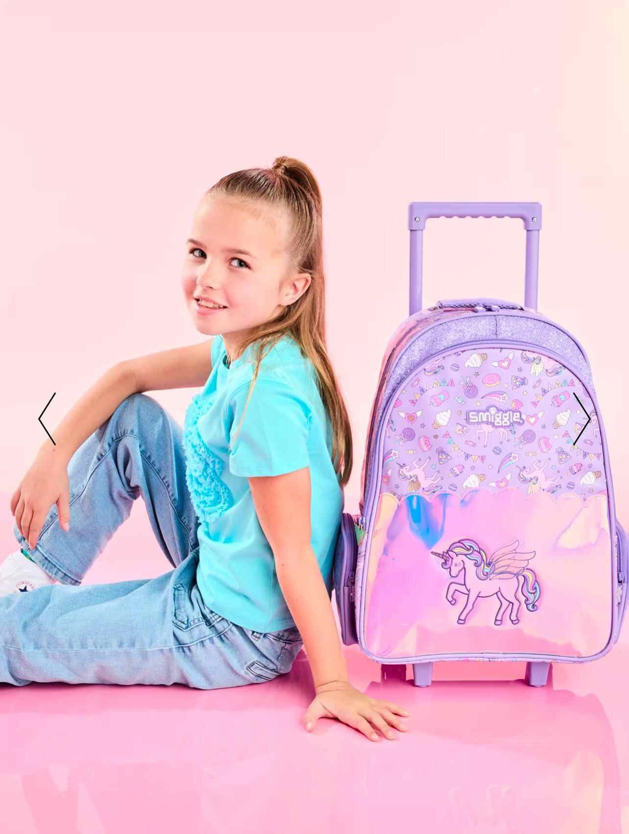 Smiggle Trolley Unicorn Backpack With Light Up Wheels