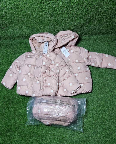 Pink Polka Dot Fleece Lined Padded Coat George Uk