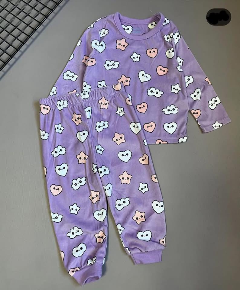 Hearts OverAll Print Fleece Pyjamas Primark