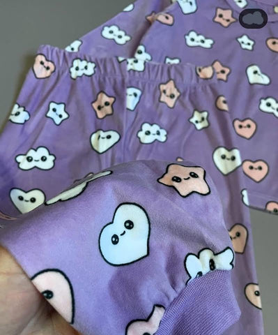 Hearts OverAll Print Fleece Pyjamas Primark