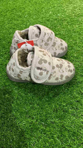 Disney Mickey Mouse Light Grey Fullback Slippers Uk10 / Euro 28