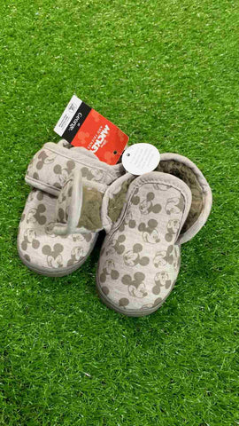 Disney Mickey Mouse Light Grey Fullback Slippers Uk10 / Euro 28