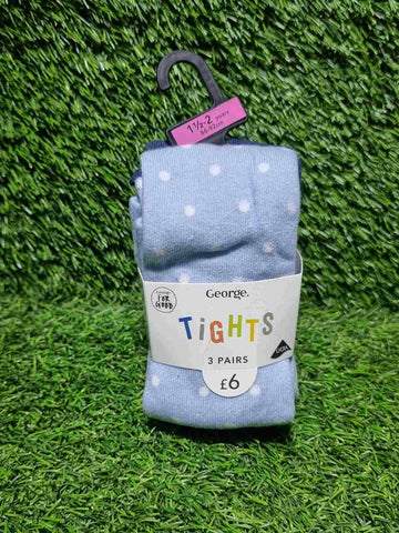 Navy Stripped Printed Tights 3 Pack