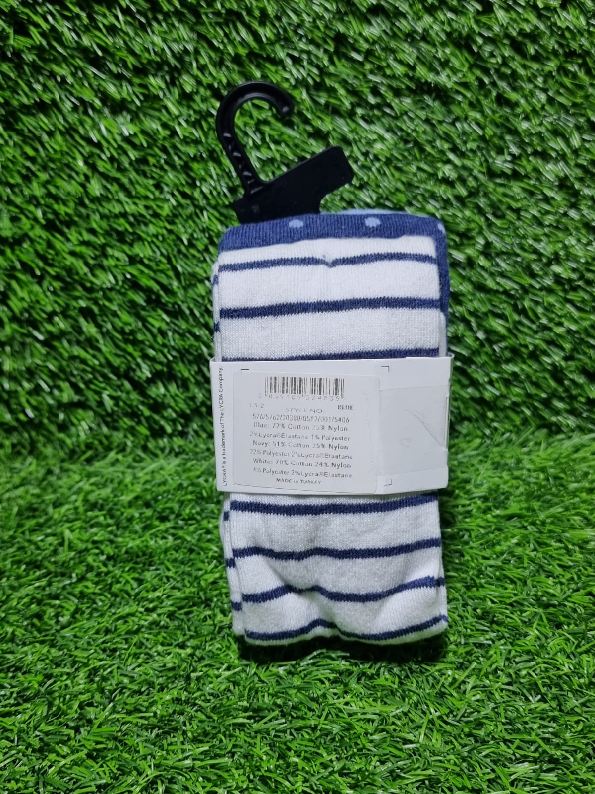 Navy Stripped Printed Tights 3 Pack