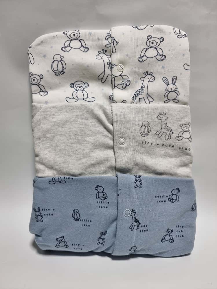 Blue Animal Tiny & Cute Club Sleepsuits 3 Pack - George UK