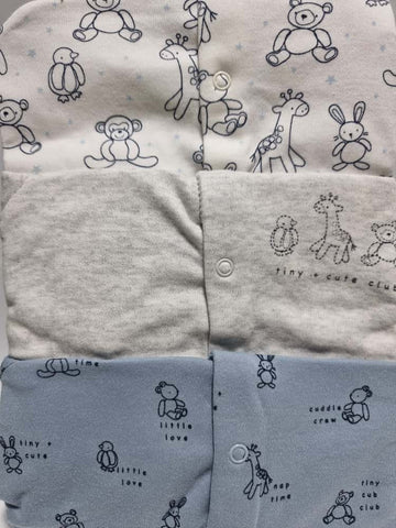 Blue Animal Tiny & Cute Club Sleepsuits 3 Pack - George UK