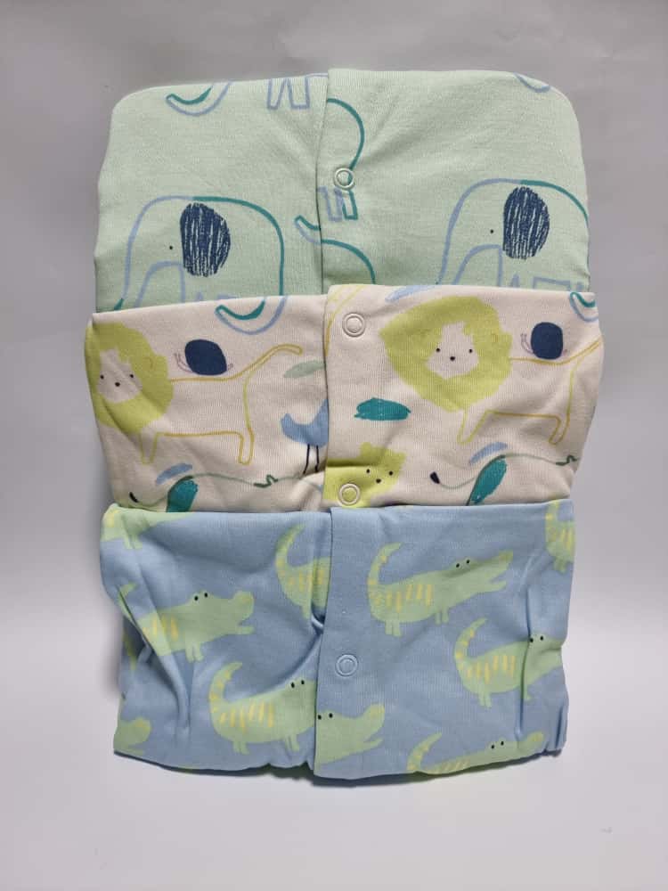 Safari Animal Sketch Sleepsuits 3 Pack - George Uk