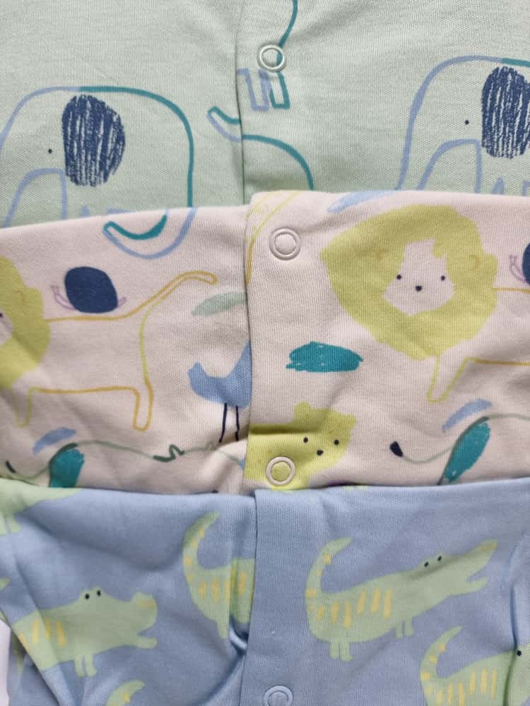 Safari Animal Sketch Sleepsuits 3 Pack - George Uk
